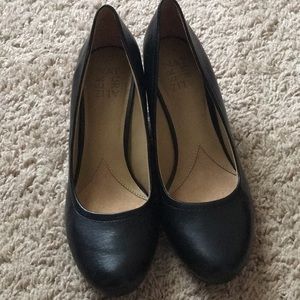 Black wedges, worn once